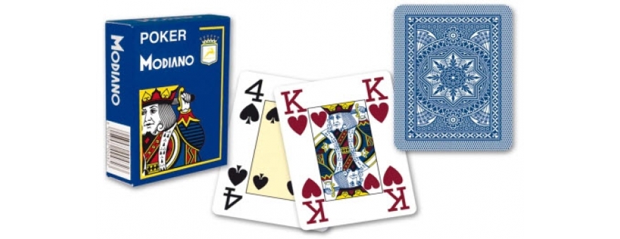 Настольная игра Карты для покера "Modiano Poker" 100% пластик, Италия, синяя руб